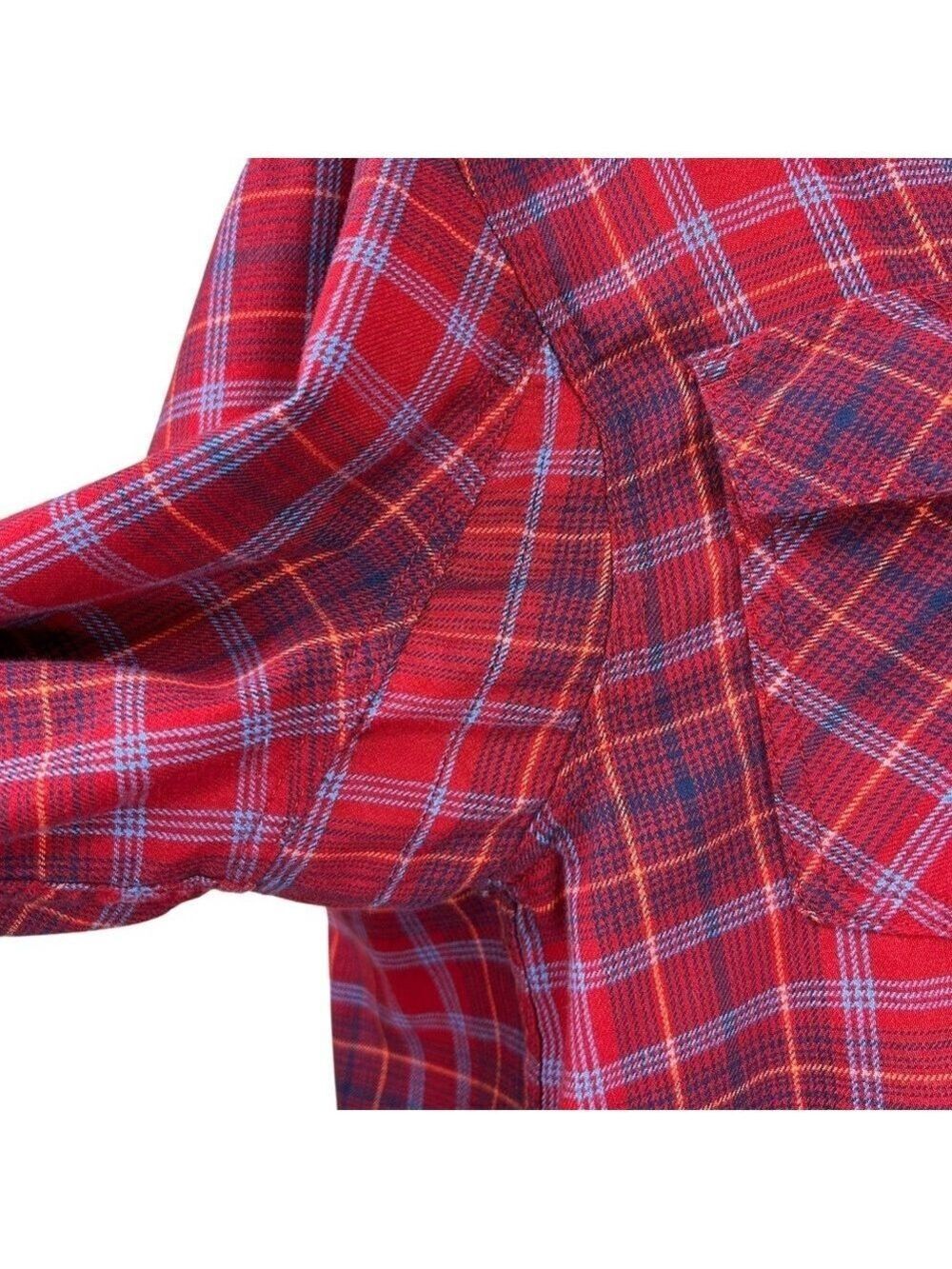 Duluth Trading Company Men's Red Plaid Flannel Cotton Blend Shirt Size M - Picture 8 of 8
